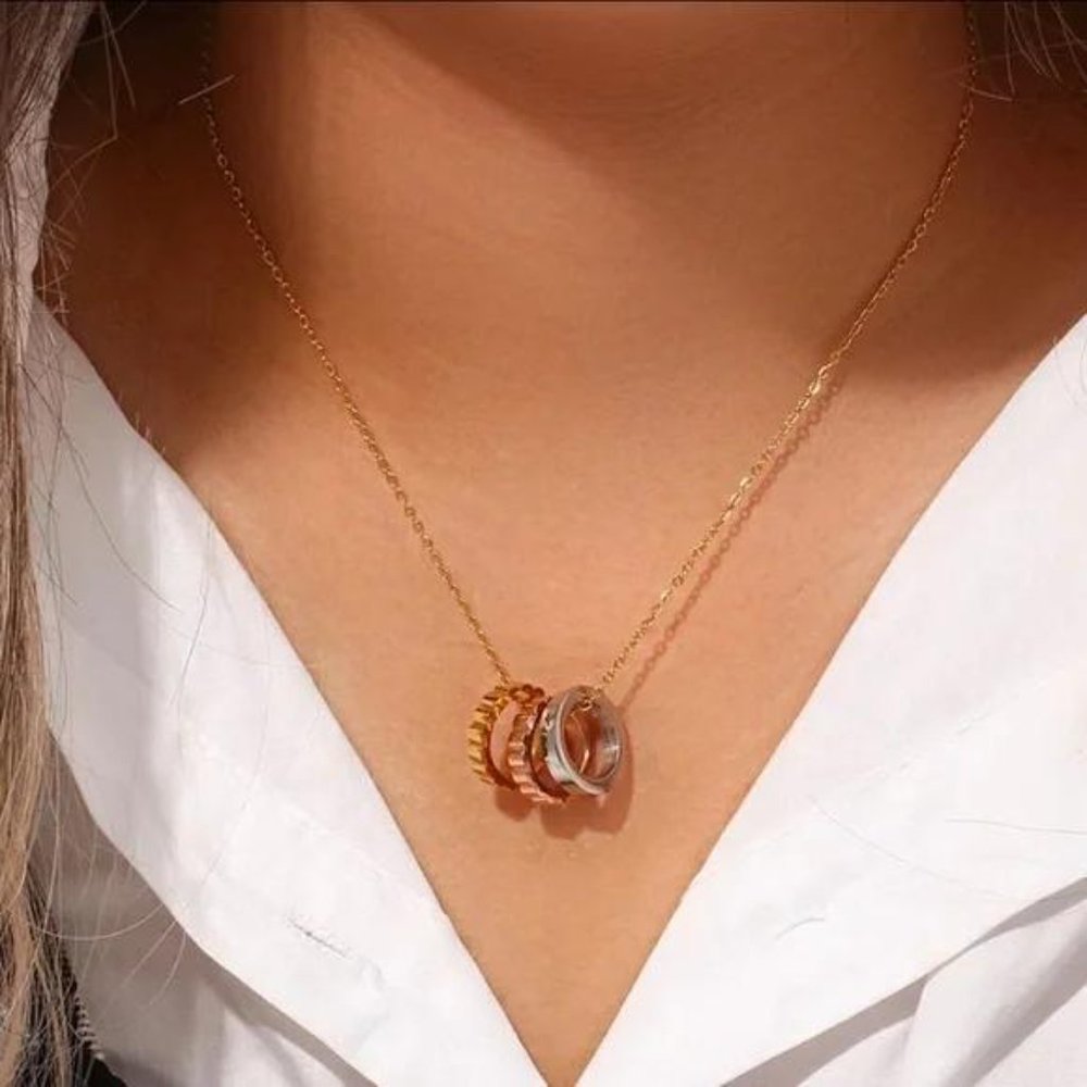 New Trending 18K Gold Hoop Pendant Necklace, NICE NECKLACE, CUTE NECKLACE - Picture 2 of 7